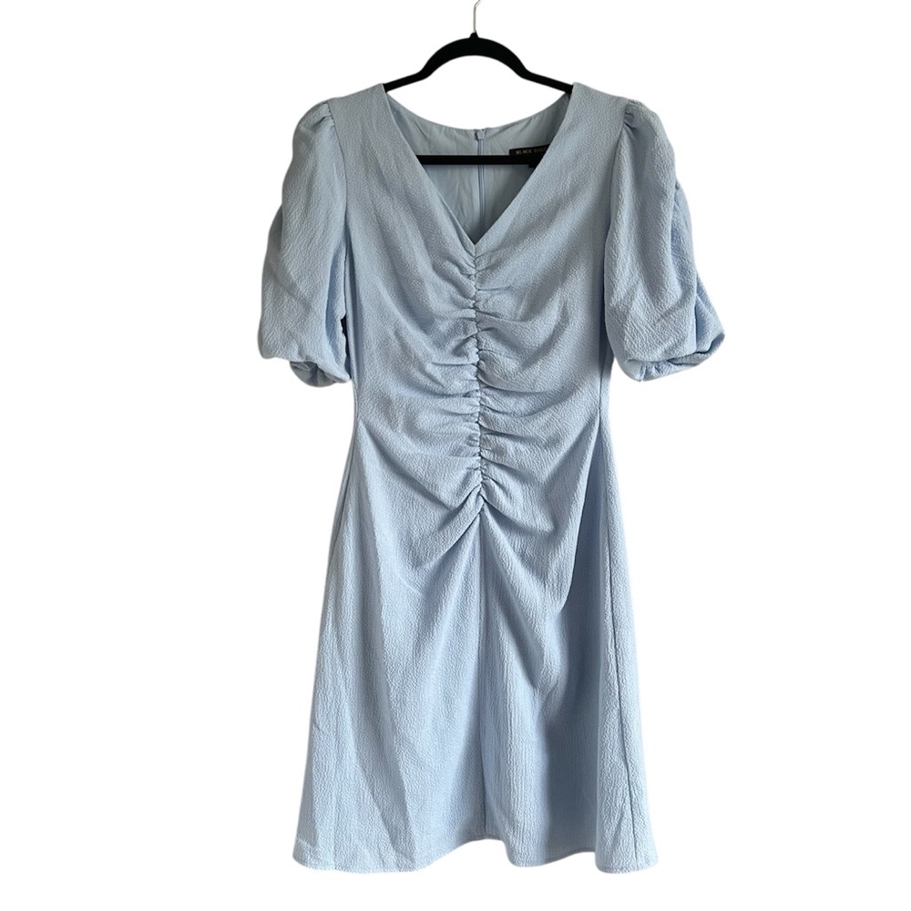 Black Halo Remus V-Neck Ruched Dress Blue Size 6